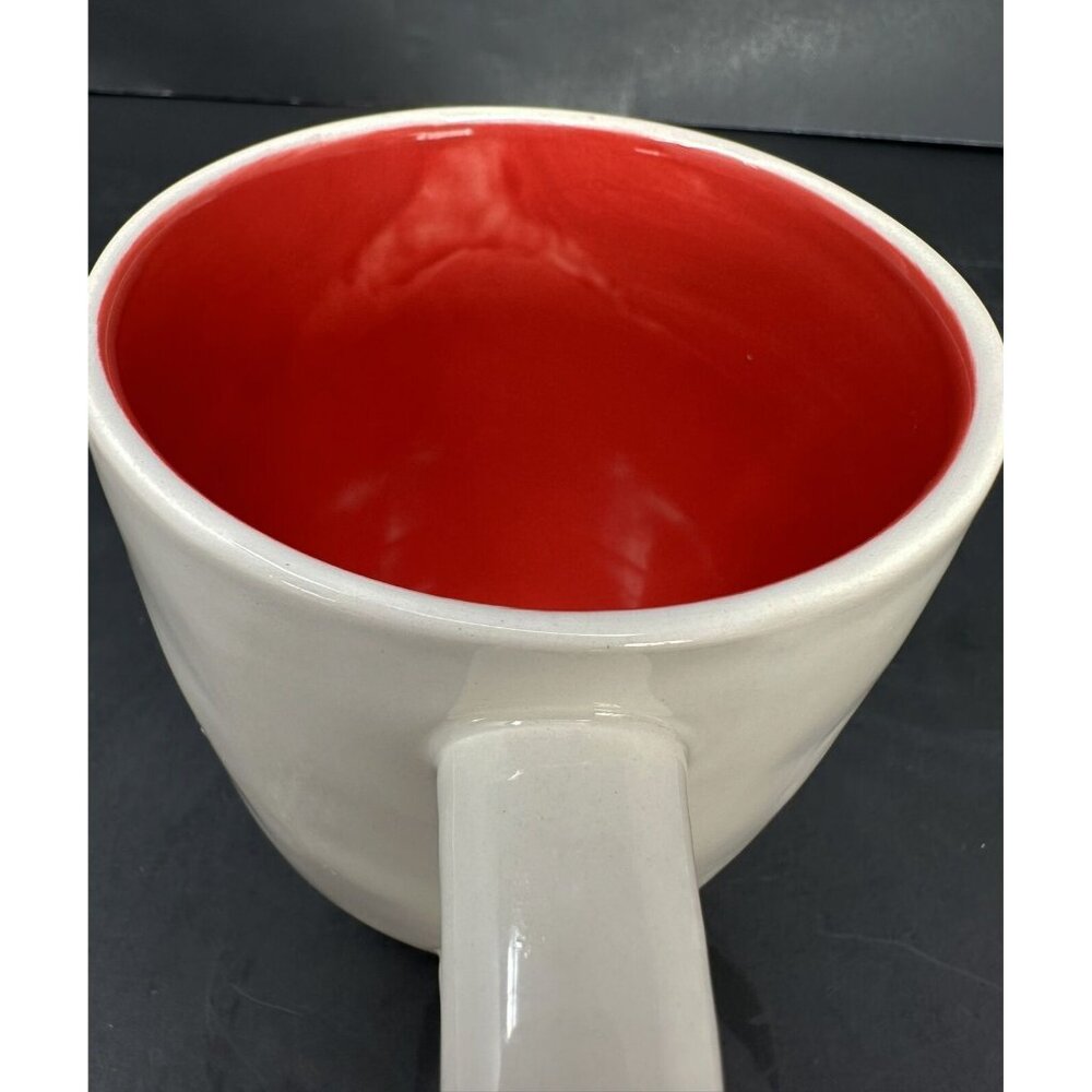 RAE DUNN FALALA White Coffee Mug Stem Font Red Interior 20 oz Christmas Magenta - Picture 8 of 8
